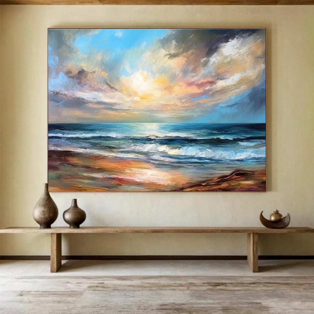 evening beach abstract canvas design 2
